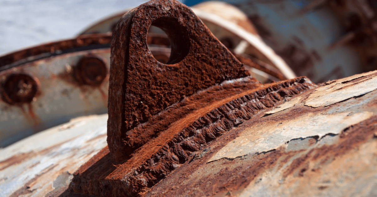 Corrosion on a natural gas pipeline lift lug Corrosion on a natural gas pipeline lift lug